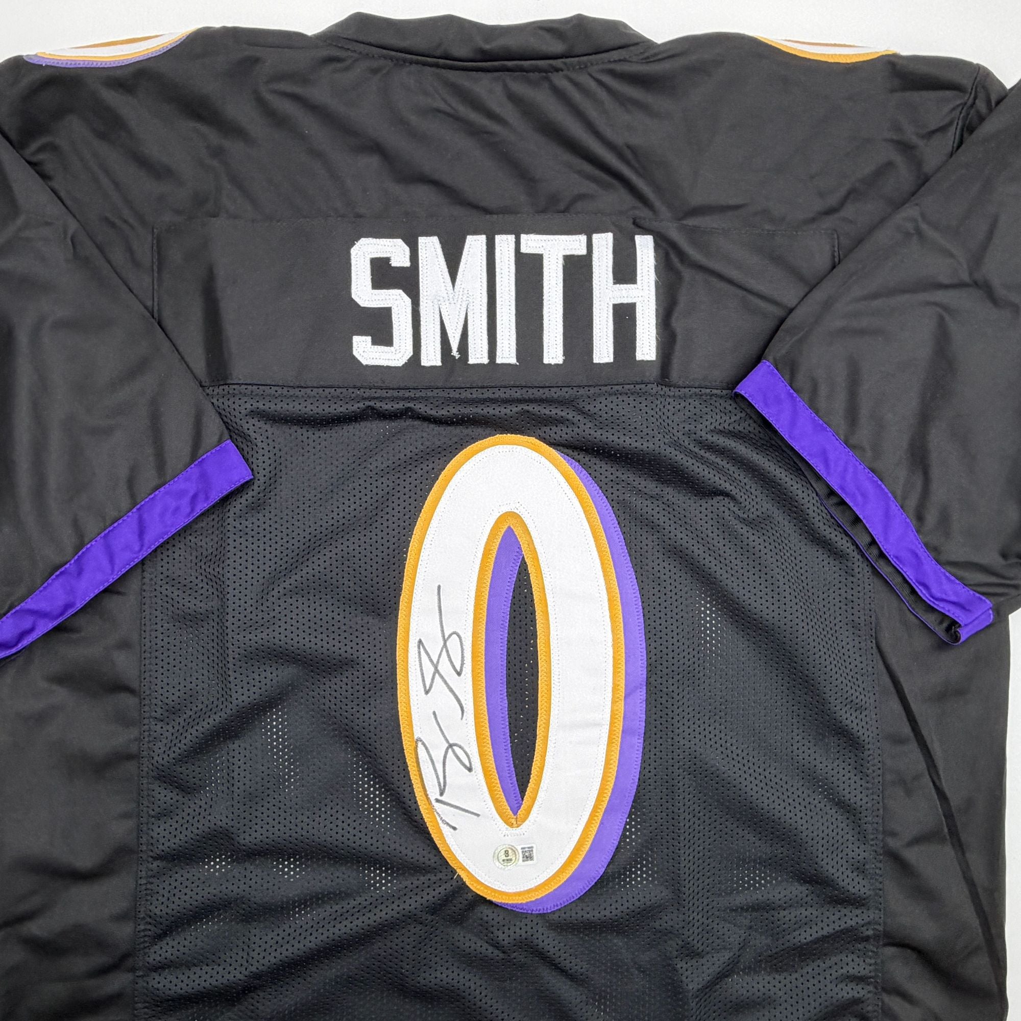 Autographed/Signed Roquan Smith Baltimore Black Football Jersey Beckett BAS COA