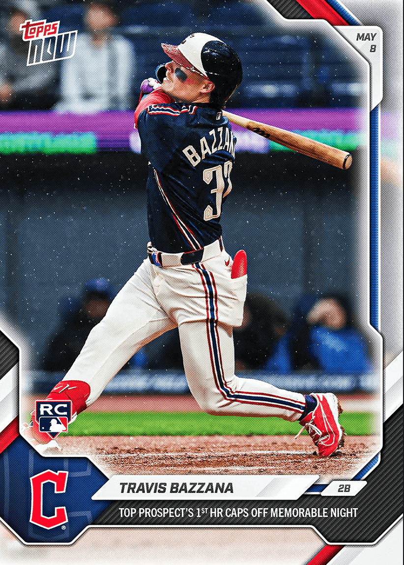 2026 Topps Now Travis Bazzana #176 Top Prospect's 1st Home Run Caps Off Memorable Night Cleveland Guardians Rookie RC Baseball Card