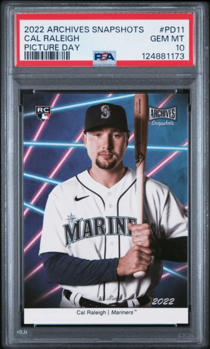 Graded 2022 Topps Archives Snapshots Cal Raleigh #PD11 Picture Day Rookie RC Baseball Card PSA 10 Gem Mint