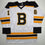 Autographed/Signed Derek Sanderson Boston White Hockey Jersey JSA COA