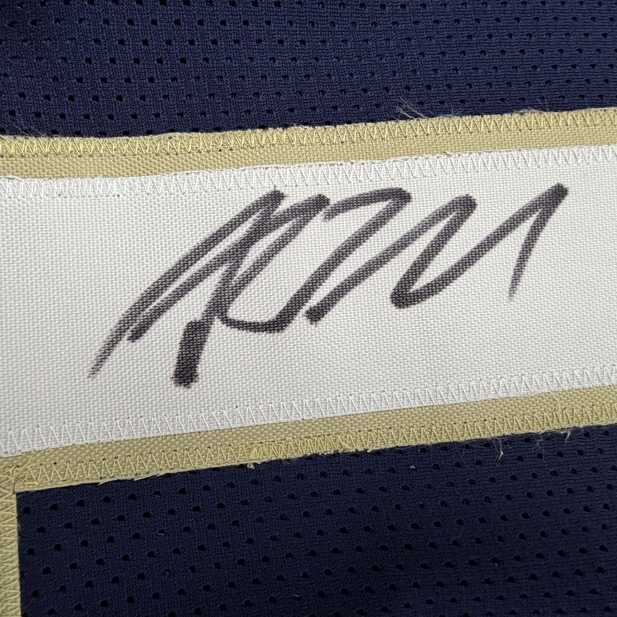 Autographed/Signed Riley Leonard Notre Dame Blue Pro Cut College Football Jersey JSA COA
