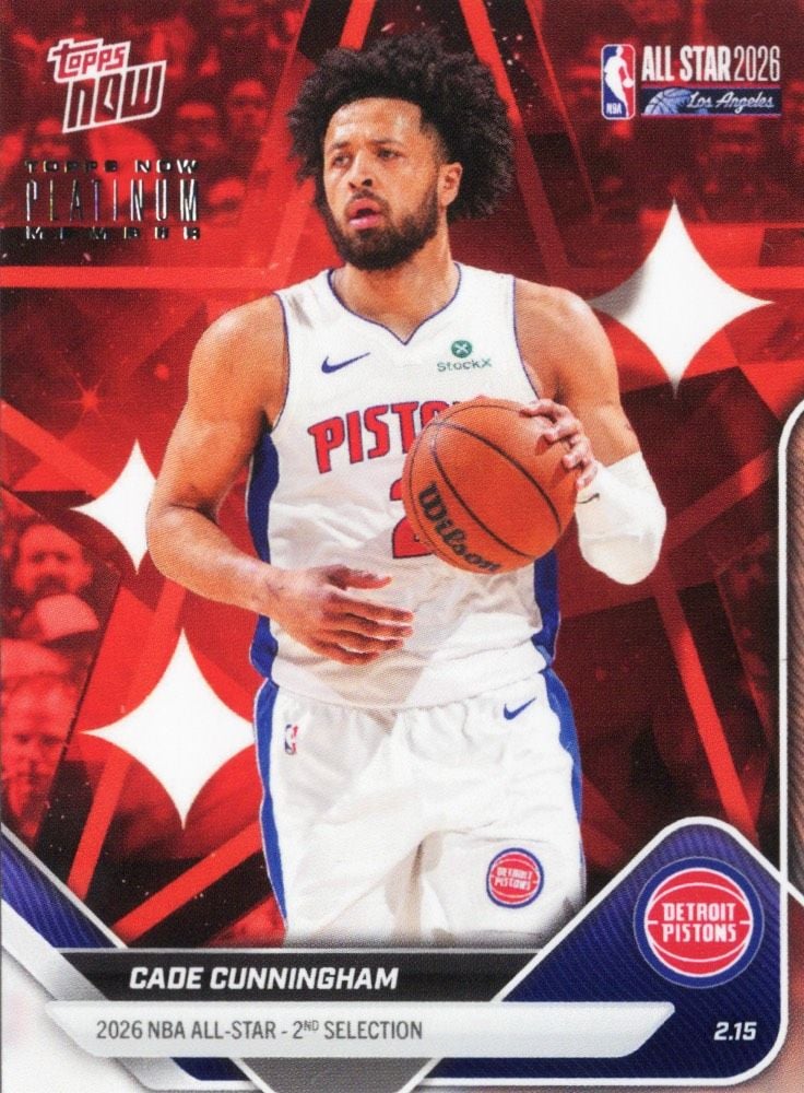 2025 Topps Now Cade Cunningham #AS12 Platinum Member Stamp 2026 NBA All Star 2nd Selection Detroit Pistons Basketball Card