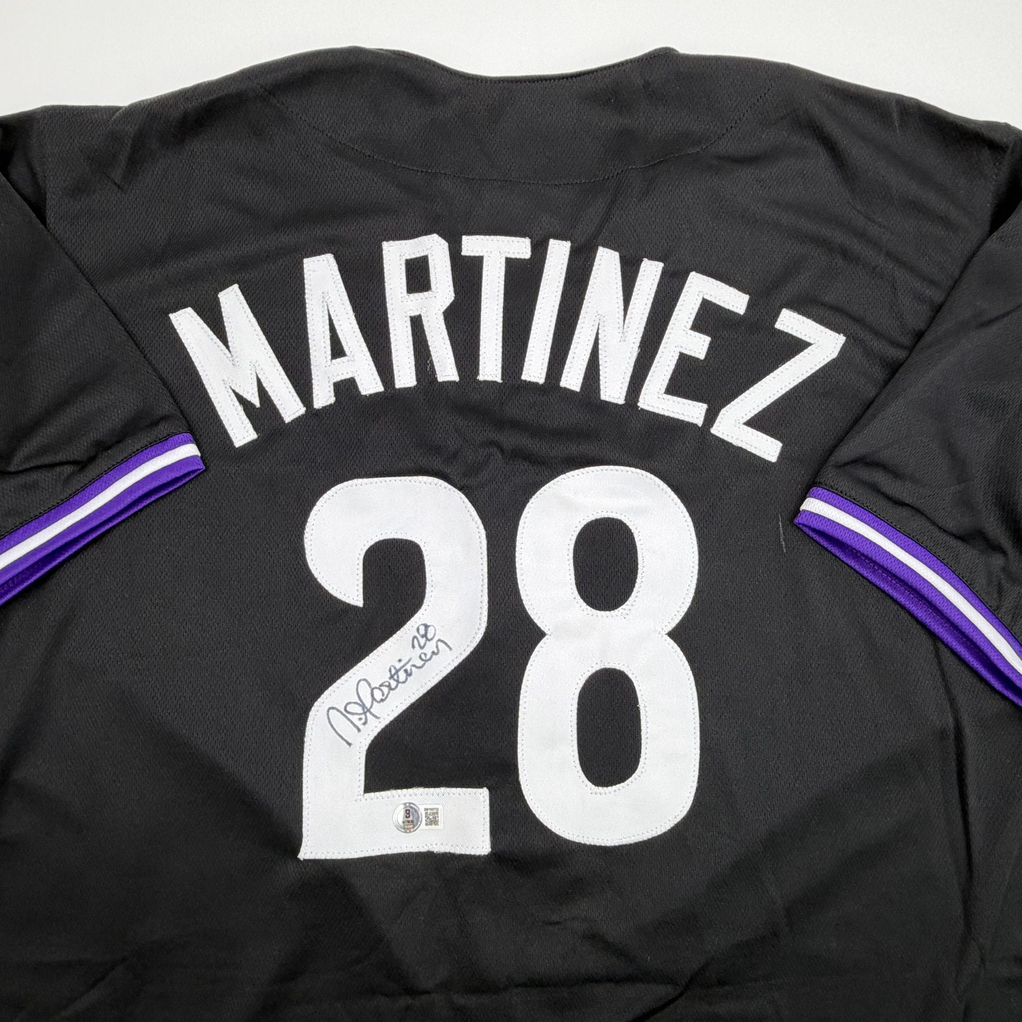 Autographed/Signed Nick Martinez Tampa Bay Black Baseball Jersey Beckett BAS COA