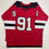 Autographed/Signed Dawson Mercer New Jersey NJ Red Hockey Jersey JSA COA