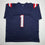 Autographed/Signed AJ A.J. Brown New England Blue Football Jersey Beckett BAS COA