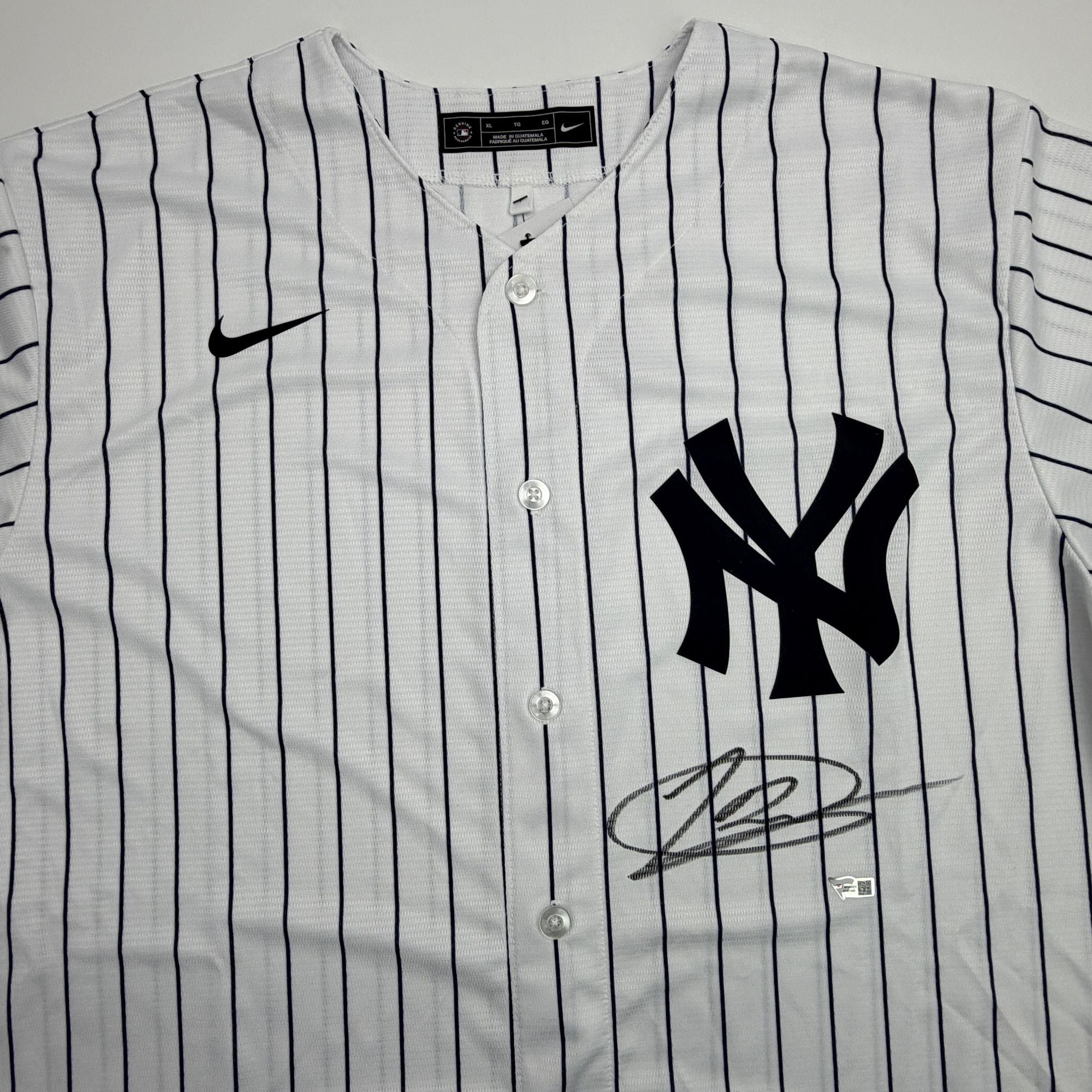 Autographed/Signed Jasson Dominguez New York Yankees Pinstripe Authentic Baseball Jersey Fanatics & MLB COA