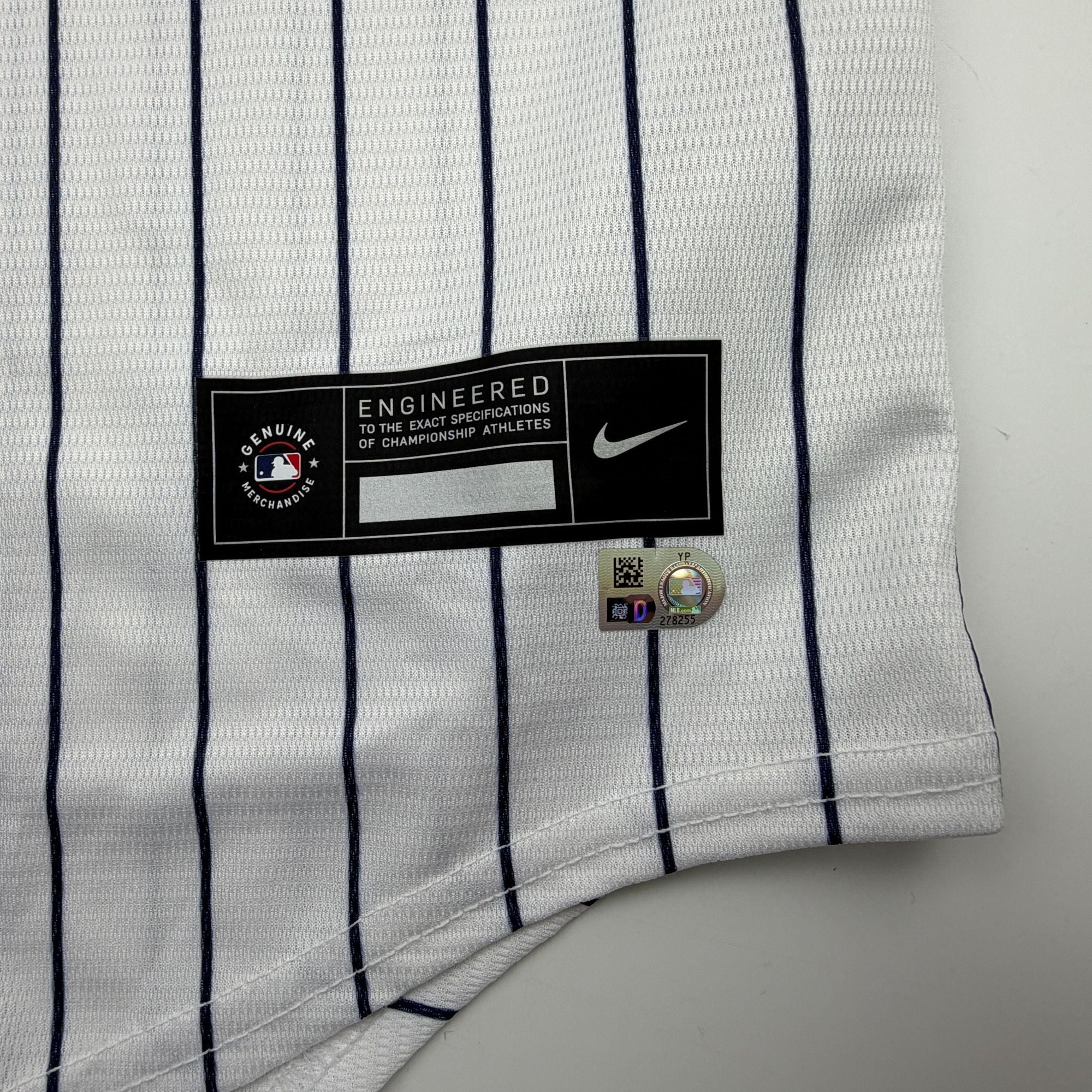 Autographed/Signed Jasson Dominguez New York Yankees Pinstripe Authentic Baseball Jersey Fanatics & MLB COA