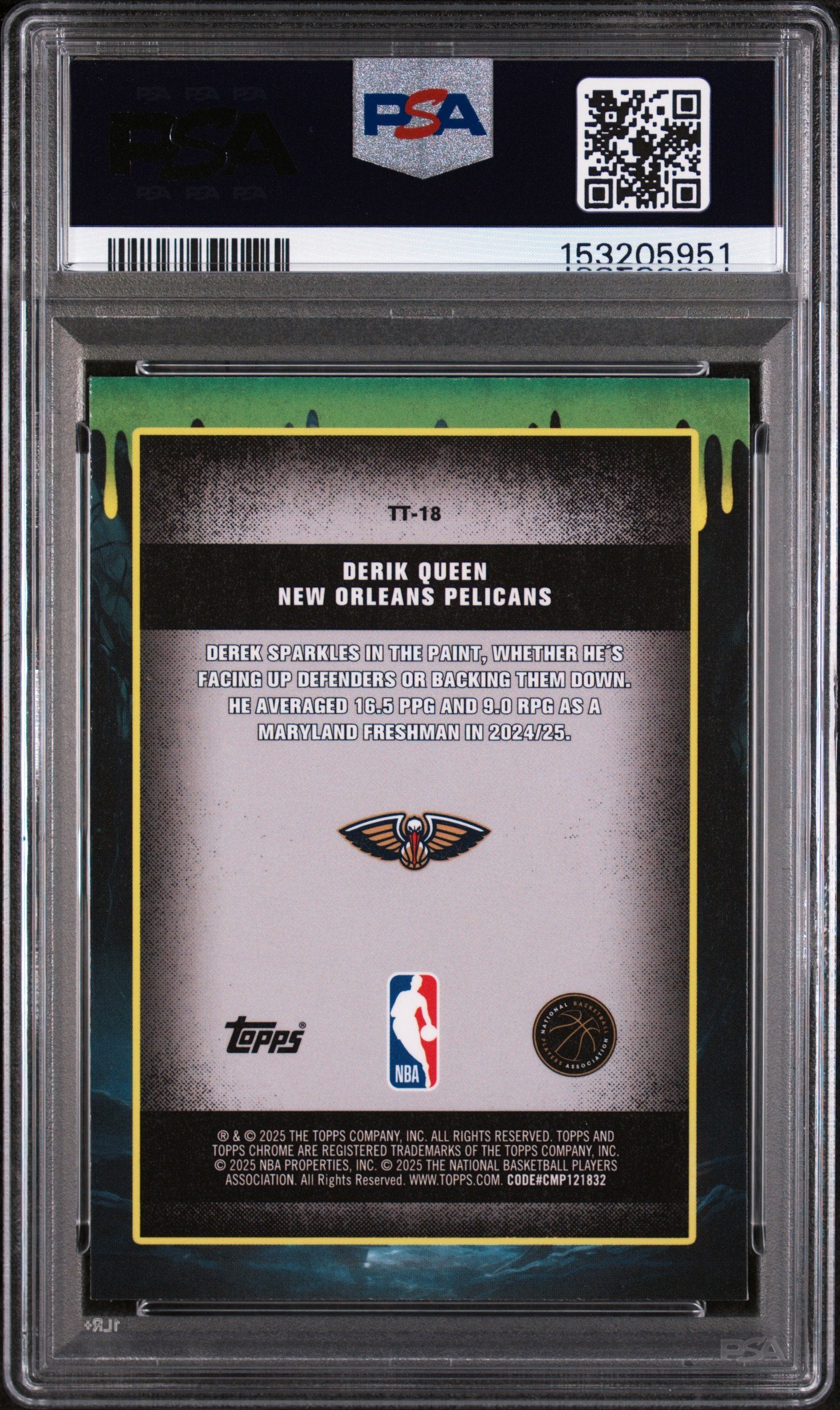 Graded 2025 Topps Chrome Derik Queen #TT-18 Tall Tales Rookie RC Basketball Card PSA 10 Gem Mint