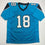 Autographed/Signed Jalen Coker Carolina Blue Football Jersey Beckett BAS COA