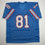 Autographed/Signed Ernest Givins Houston Blue Football Jersey JSA COA