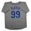 Autographed/Signed Chevy Chase Fletch Los Angeles Grey Baseball Jersey Beckett BAS COA