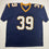Autographed/Signed Steven Jackson St. Louis Dark Blue Football Jersey Beckett BAS COA