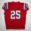 Autographed/Signed Marcus Jones New England Red Pro Cut Football Jersey Beckett BAS COA