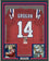 Framed Autographed/Signed Steve Grogan 35x39 New England Red Football Jersey JSA COA