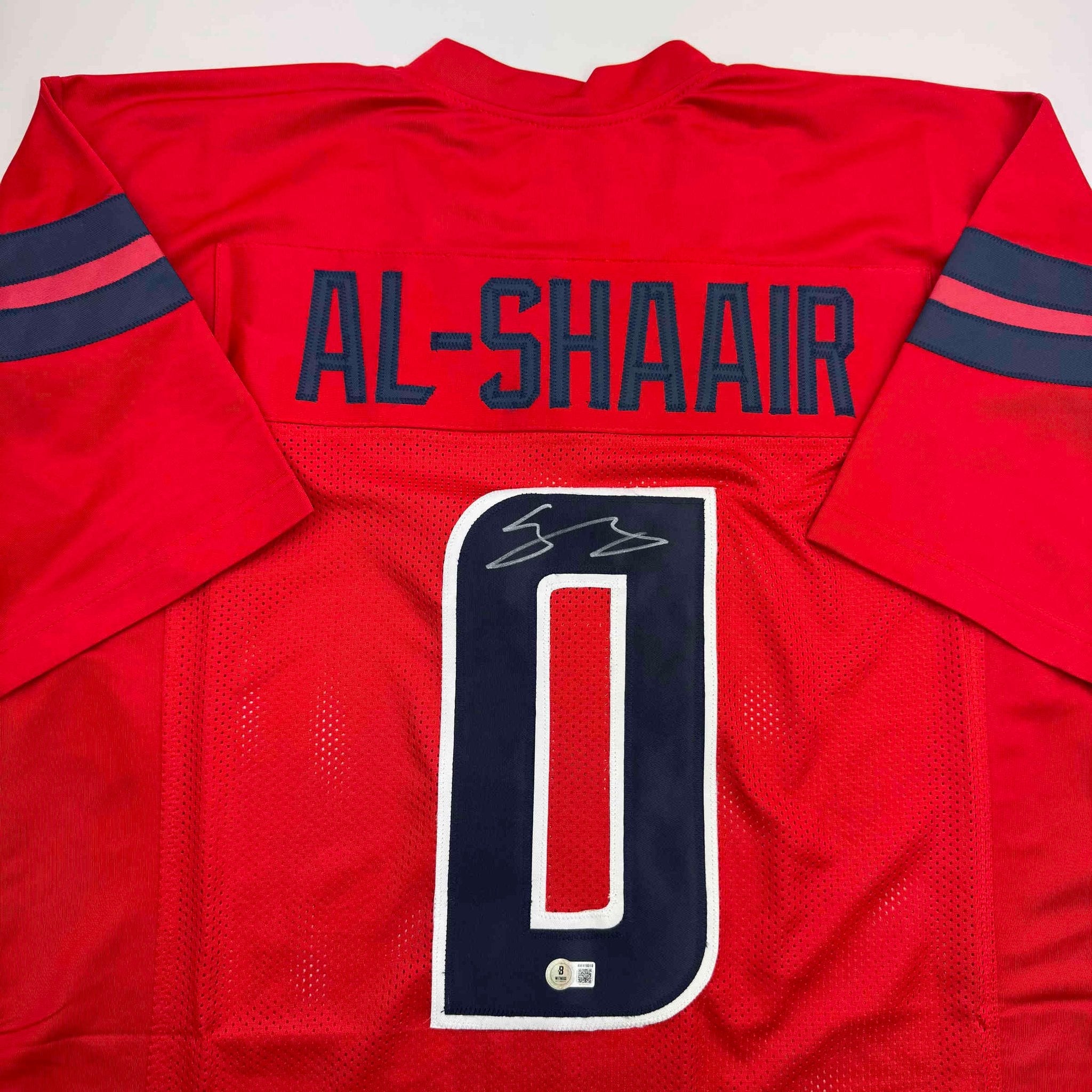 Autographed/Signed Azeez Al Shaair Houston Red Football Jersey Beckett BAS COA