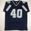 Autographed/Signed Bill Bates Dallas Dark Blue Football Jersey PSA/DNA COA