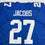 Autographed/Signed Brandon Jacobs New York Blue Football Jersey Beckett BAS COA