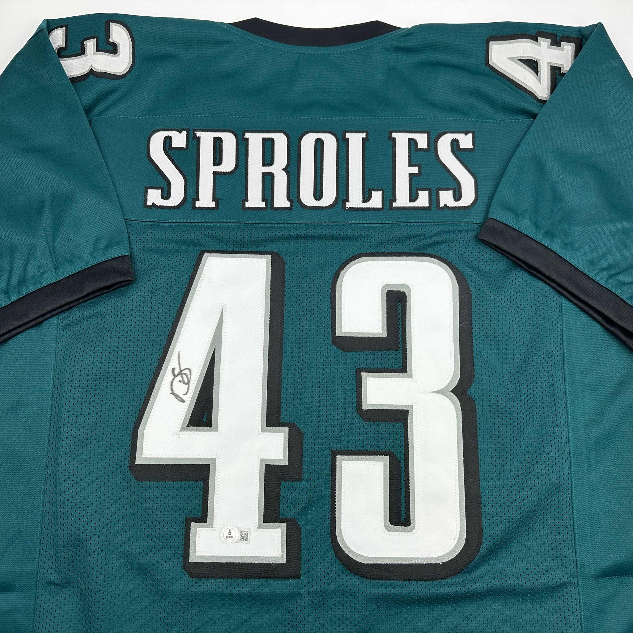 Autographed/Signed Darren Sproles Philadelphia Green Football Jersey Beckett BAS COA