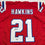 Autographed/Signed Jaylinn Hawkins New England Red Football Jersey Beckett BAS COA