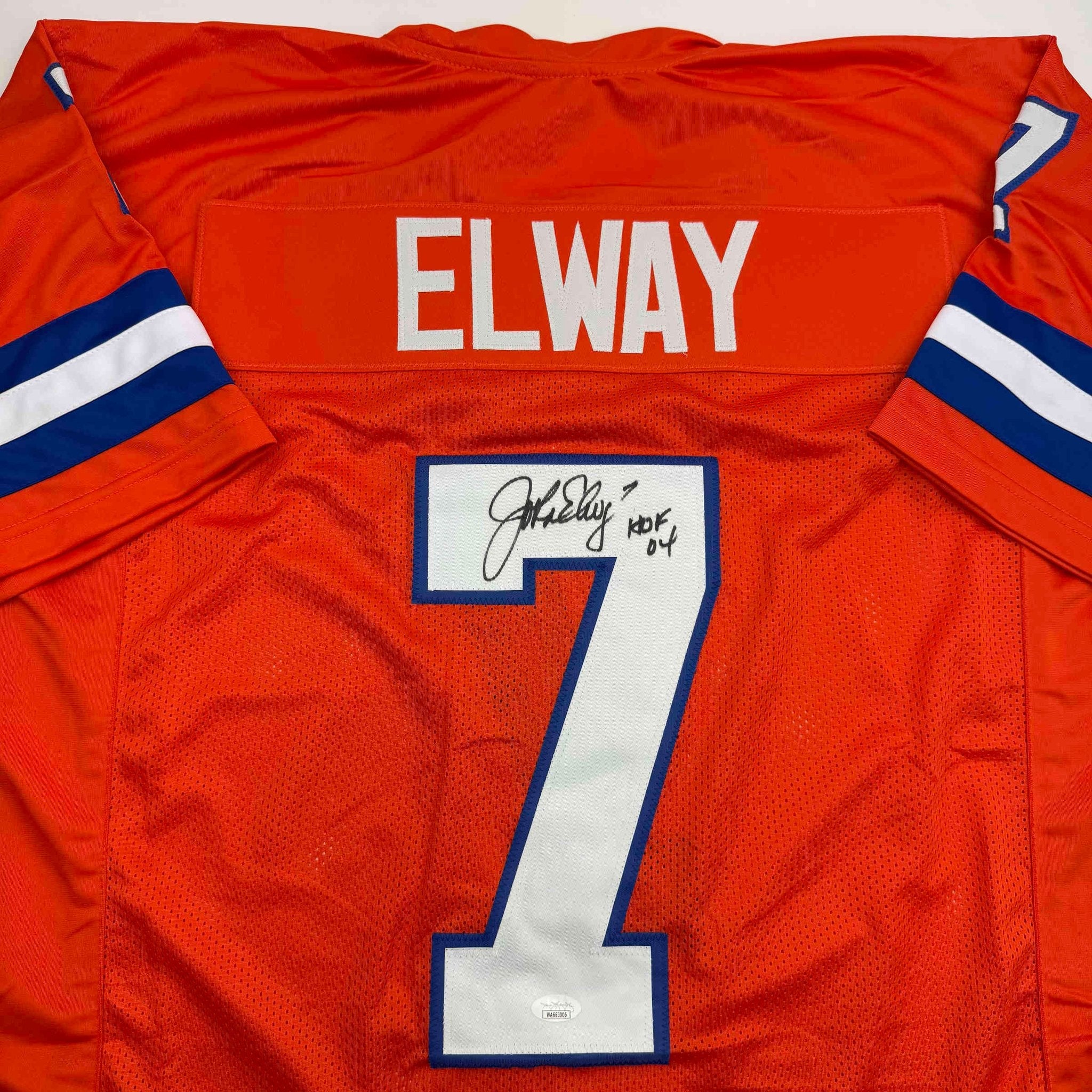 Autographed/Signed John Elway Denver Orange Retro Football Jersey JSA COA
