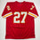 Autographed/Signed Larry Johnson Kansas City Red Football Jersey Beckett BAS COA