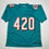 Autographed/Signed Ricky Williams Smoke Weed Everyday Puff Puff Run #420 Inscribed Miami Teal Football Jersey Beckett BAS COA