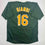 Autographed/Signed Jason Giambi Oakland Green Baseball Jersey Beckett BAS COA