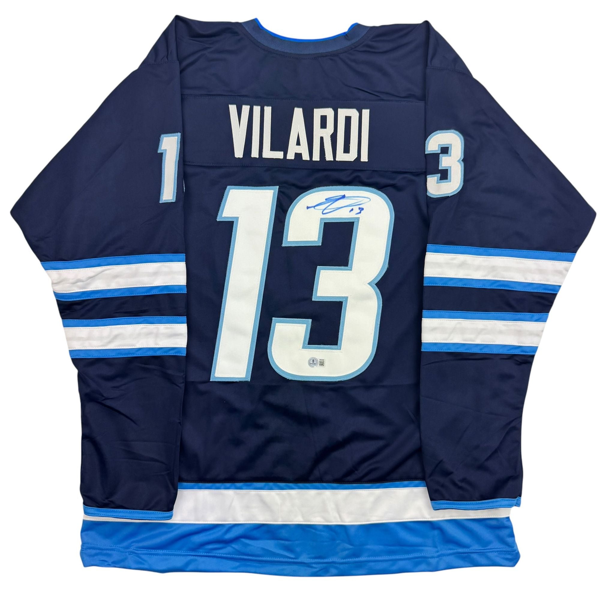 Autographed/Signed Gabriel Vilardi Winnipeg Blue Hockey Jersey Beckett BAS COA