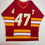 Autographed/Signed Connor Zary Calgary Red Hockey Jersey Beckett BAS COA