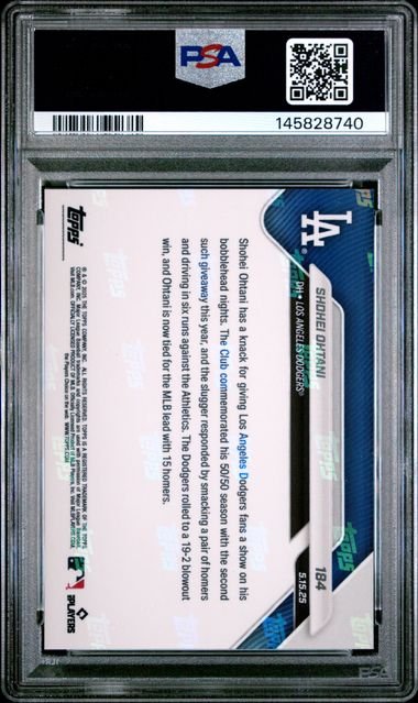 Graded 2025 Topps Now Shohei Ohtani #184 Baseball Card PSA 10 Gem Mint