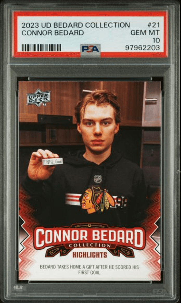 Graded 2023 Upper Deck Bedard Collection Connor Bedard #21 Rookie RC Hockey Card PSA 10 Gem Mint