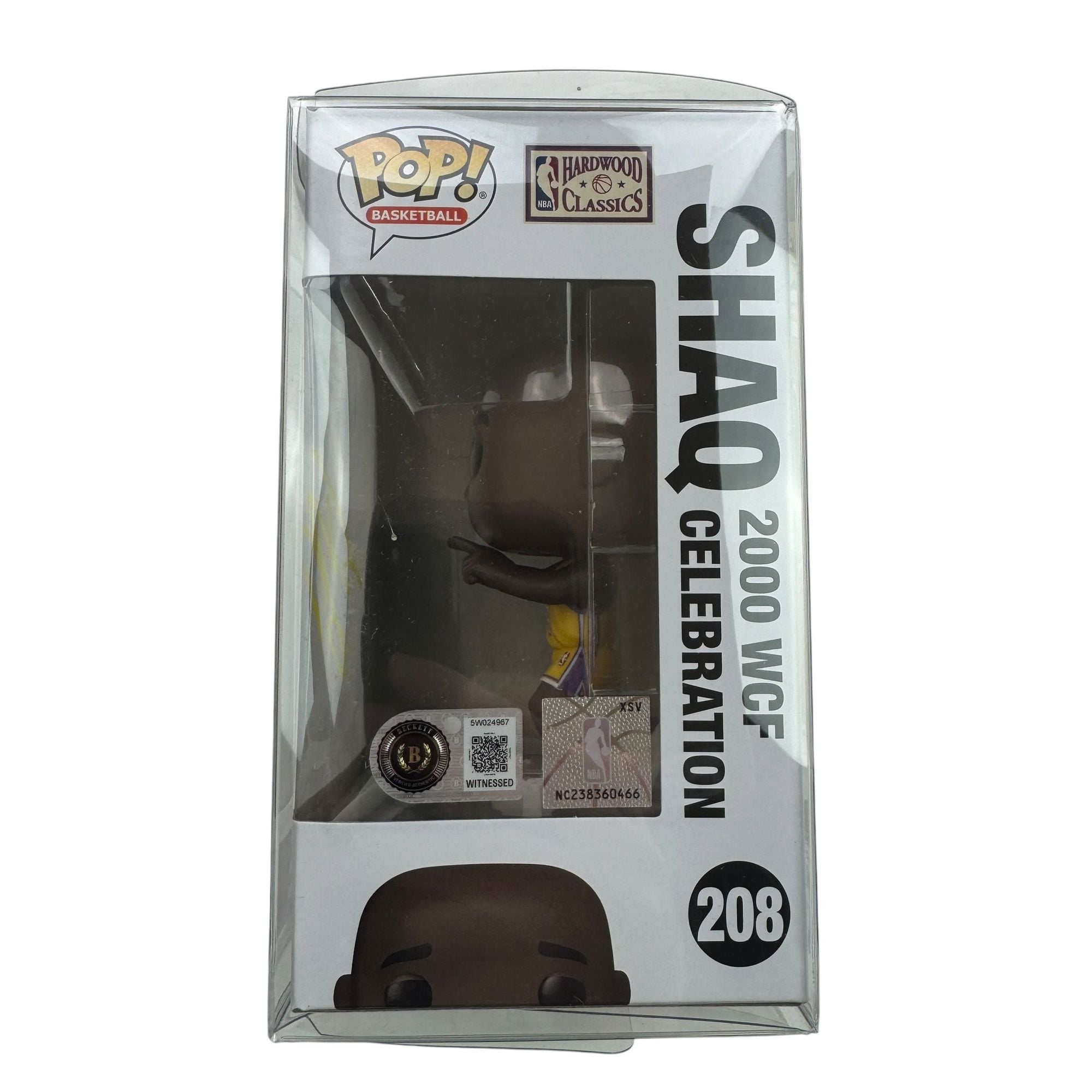 Autographed/Signed Shaq Shaquille O'Neal Los Angeles Lakers Basketball Funko Pop #208 Figurine Beckett BAS COA