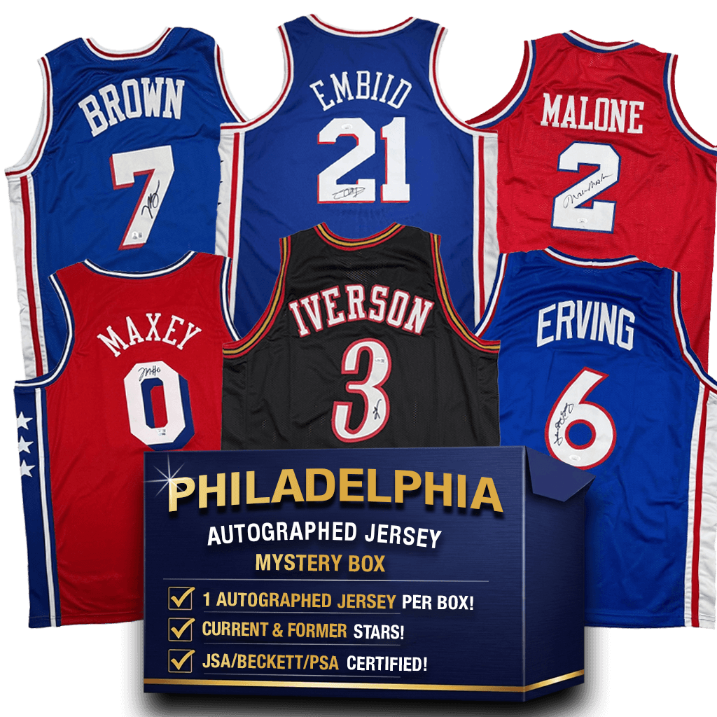 Autographed/Signed Philadelphia Basketball Jersey Mystery Box with PSA JSA or Beckett COA