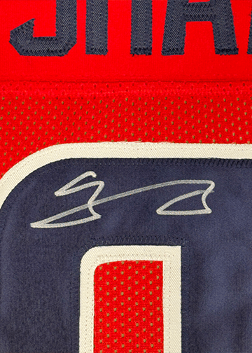 Framed Autographed/Signed Azeez Al Shaair 35x39 Houston Red Football Jersey Beckett BAS COA