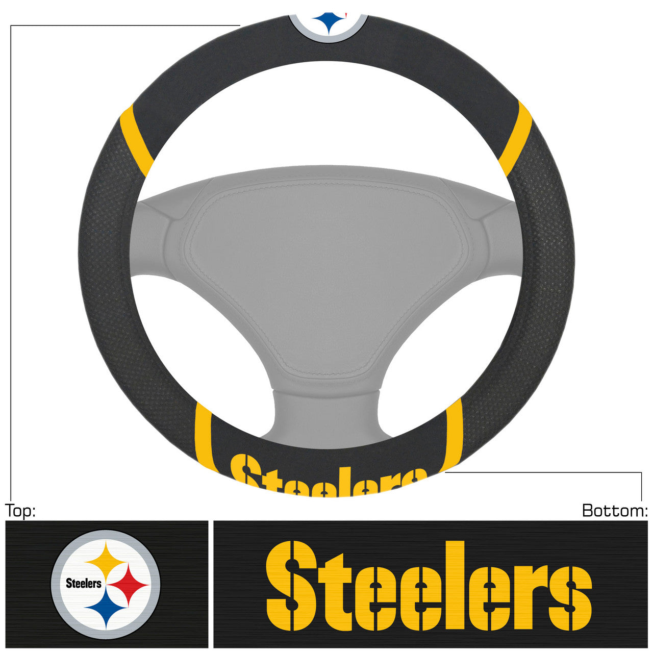 Pittsburgh Steelers Steering Wheel Cover Mesh/Stitched - Sports Collectibles, Sports Memorabilia, Sports Fan Shop, Sports Gifts