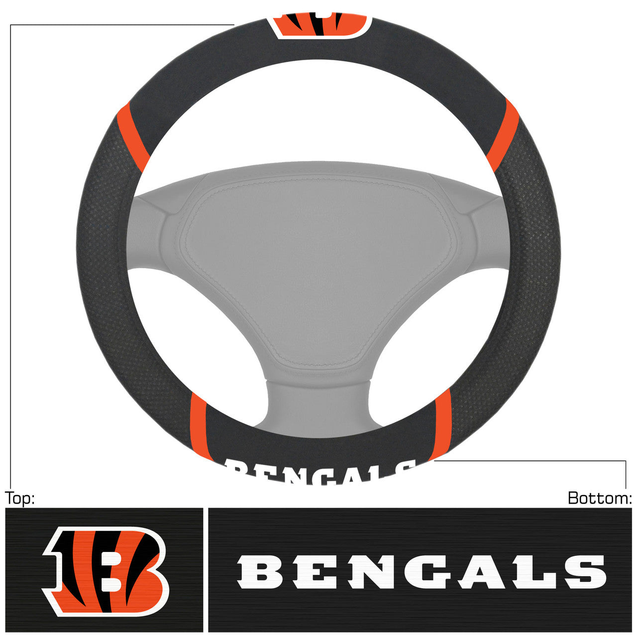 Cincinnati Bengals Steering Wheel Cover Mesh/Stitched - Sports Collectibles, Sports Memorabilia, Sports Fan Shop, Sports Gifts