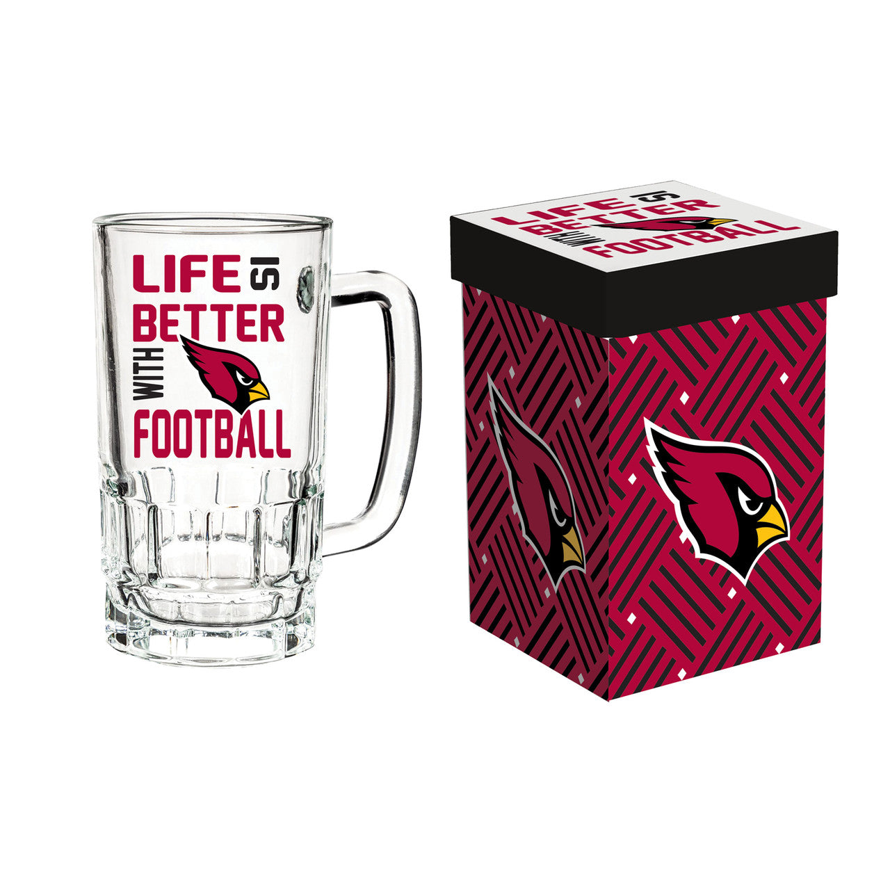 Arizona Cardinals Glass 18oz Tankard Boxed - Sports Collectibles, Sports Memorabilia, Sports Fan Shop, Sports Gifts