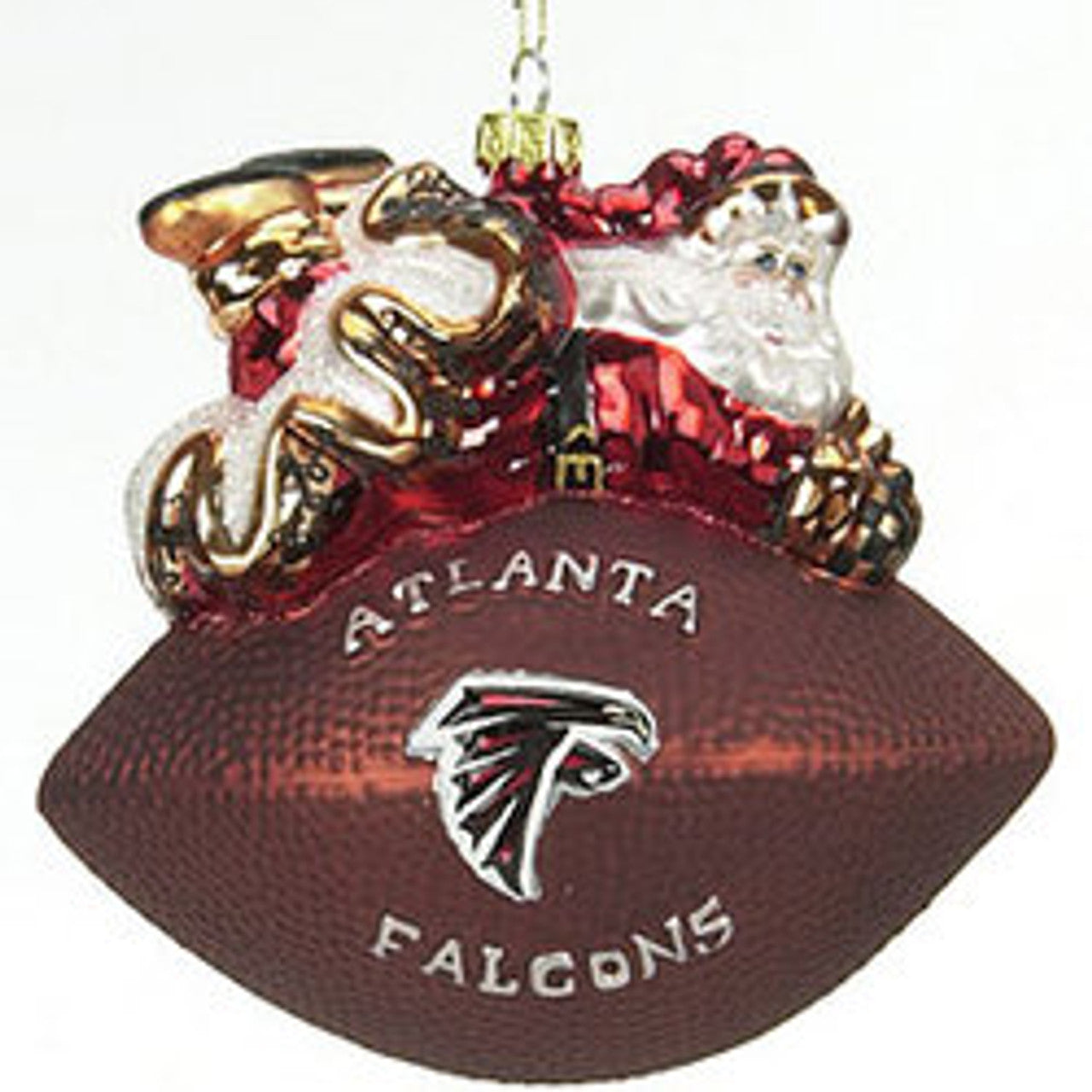 Atlanta Falcons Ornament 5 1/2 Inch Peggy Abrams Glass Football CO - Sports Collectibles, Sports Memorabilia, Sports Fan Shop, Sports Gifts
