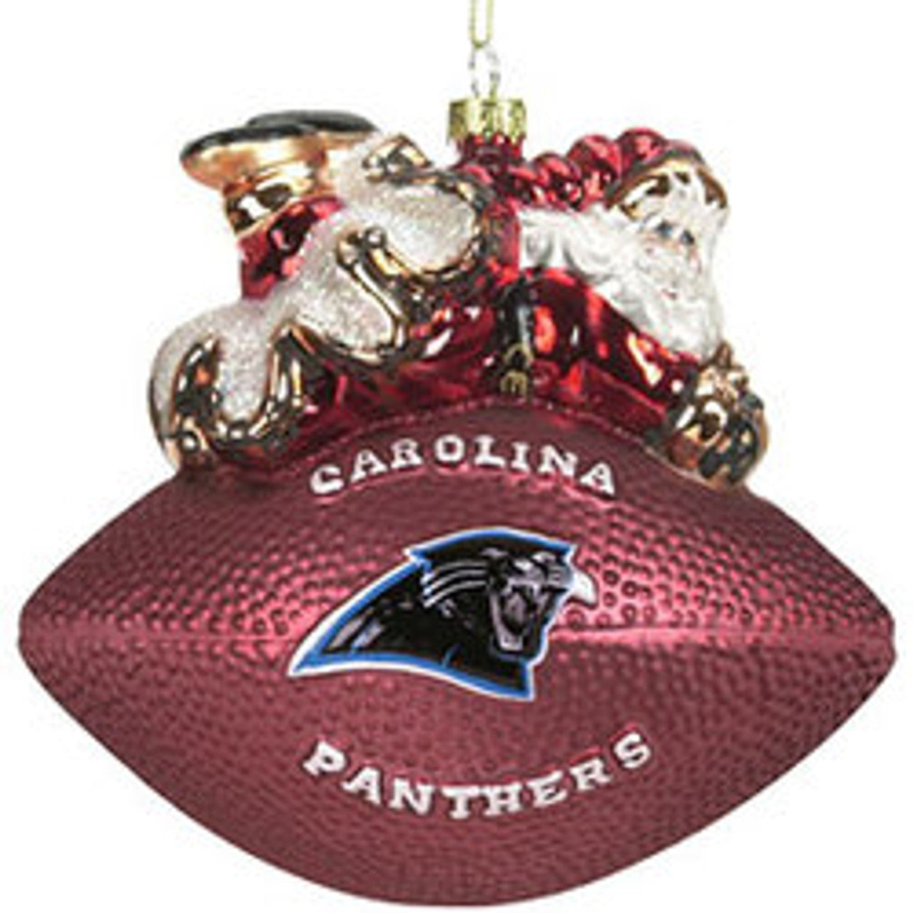 Carolina Panthers Ornament 5 1/2 Inch Peggy Abrams Glass Football CO - Sports Collectibles, Sports Memorabilia, Sports Fan Shop, Sports Gifts