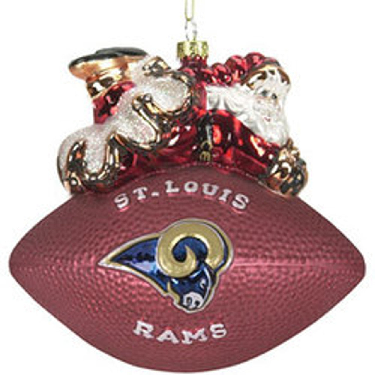St. Louis Rams Ornament 5 1/2 Inch Peggy Abrams Glass Football CO - Sports Collectibles, Sports Memorabilia, Sports Fan Shop, Sports Gifts