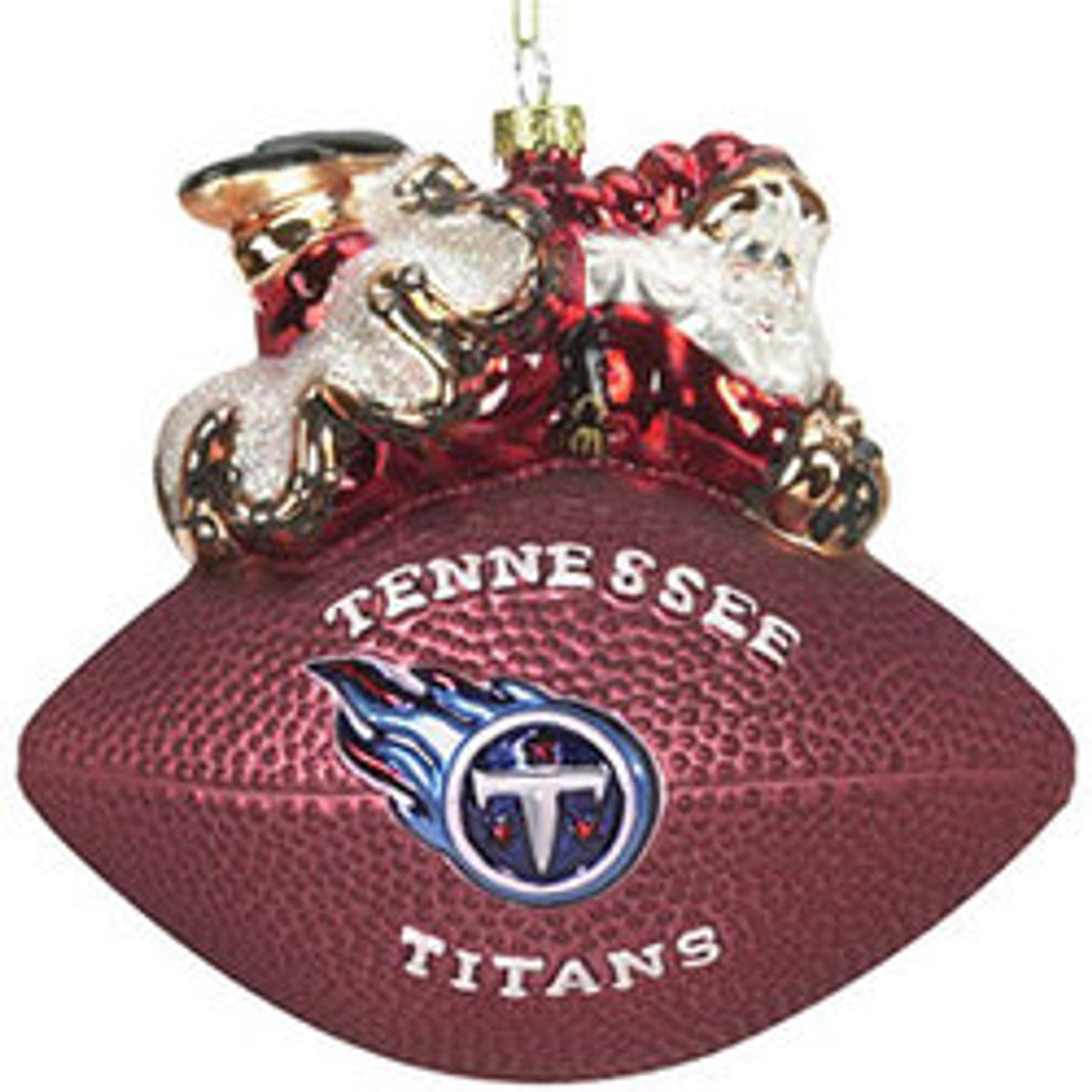 Tennessee Titans Ornament 5 1/2 Inch Peggy Abrams Glass Football CO - Sports Collectibles, Sports Memorabilia, Sports Fan Shop, Sports Gifts