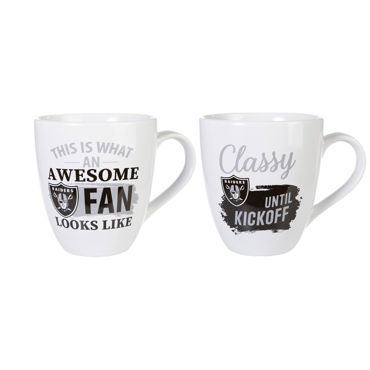 Las Vegas Raiders Coffee Mug 17oz Ceramic 2 Piece Set with Gift Box - Sports Collectibles, Sports Memorabilia, Sports Fan Shop, Sports Gifts