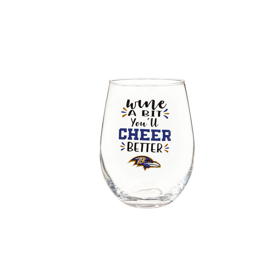 Baltimore Ravens Glass 17oz Wine Stemless Boxed - Sports Collectibles, Sports Memorabilia, Sports Fan Shop, Sports Gifts