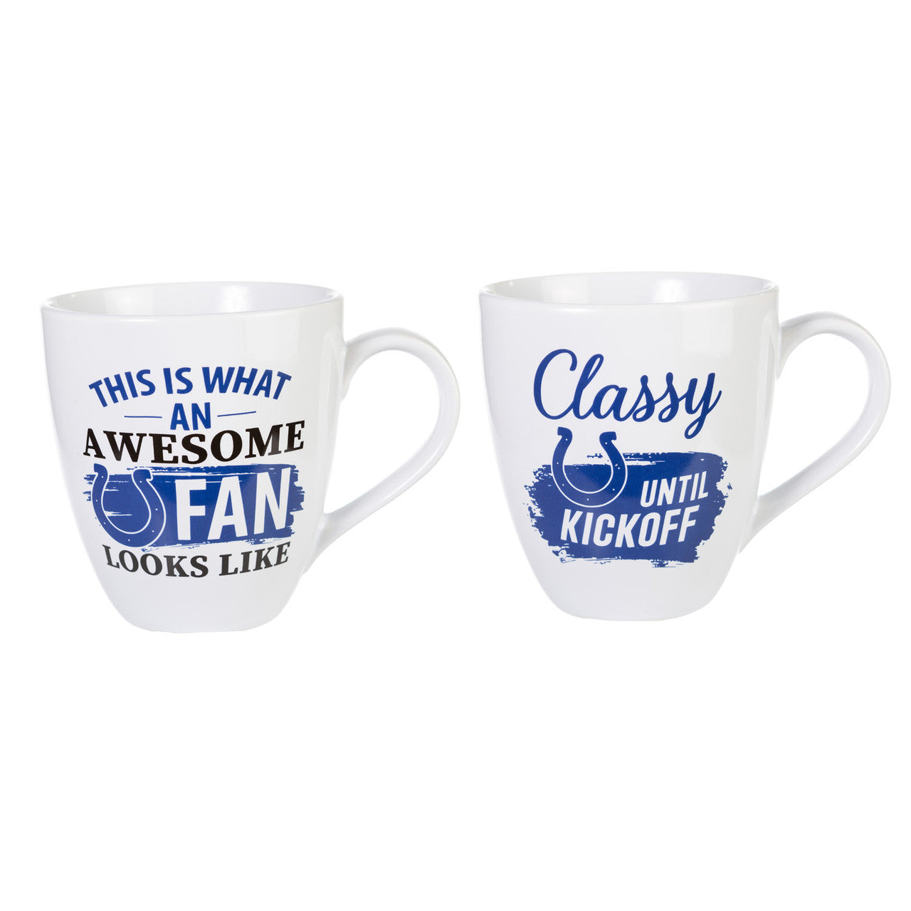 Indianapolis Colts Coffee Mug 17oz Ceramic 2 Piece Set with Gift Box - Sports Collectibles, Sports Memorabilia, Sports Fan Shop, Sports Gifts