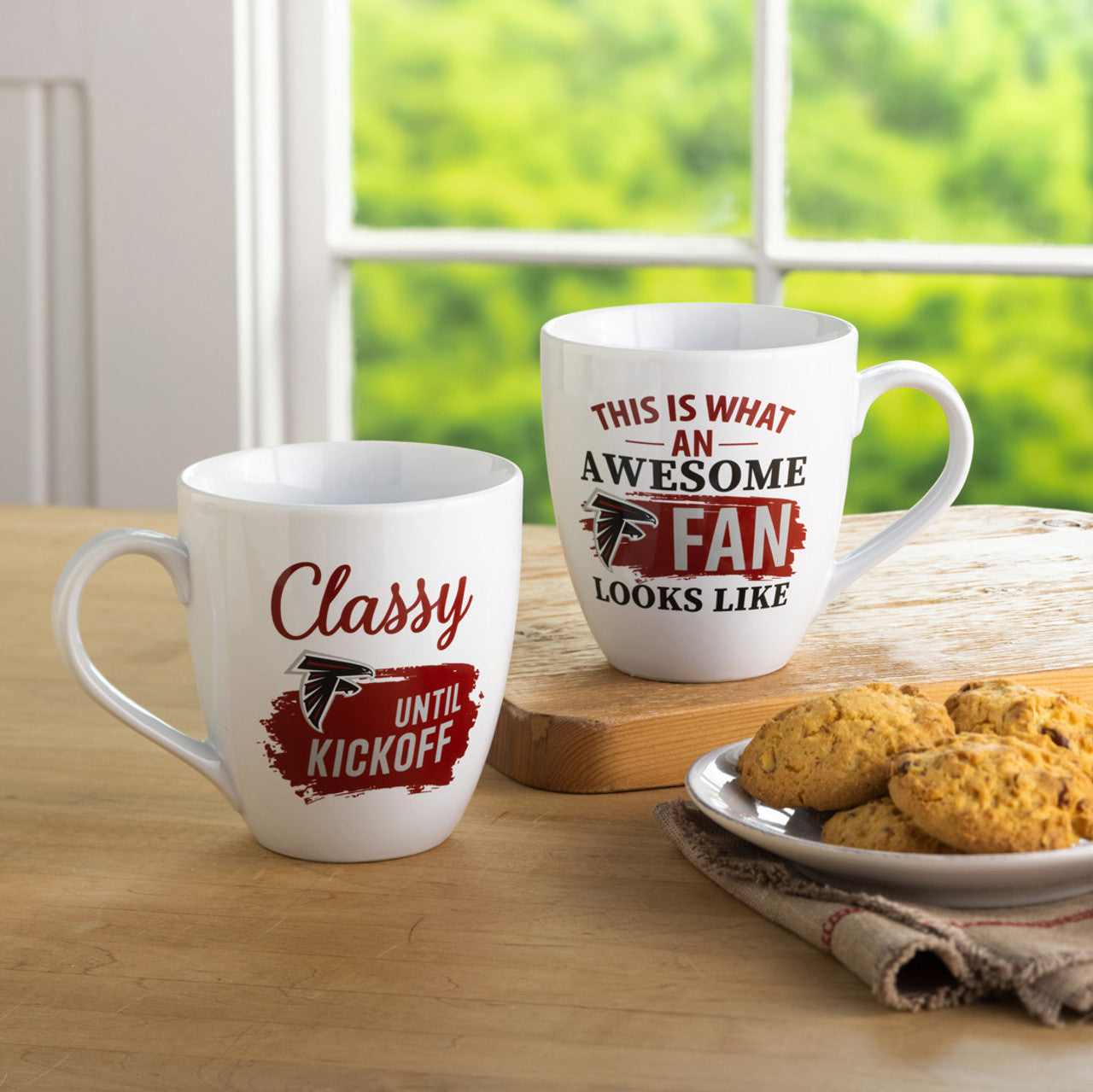 Atlanta Falcons Coffee Mug 17oz Ceramic 2 Piece Set with Gift Box - Sports Collectibles, Sports Memorabilia, Sports Fan Shop, Sports Gifts