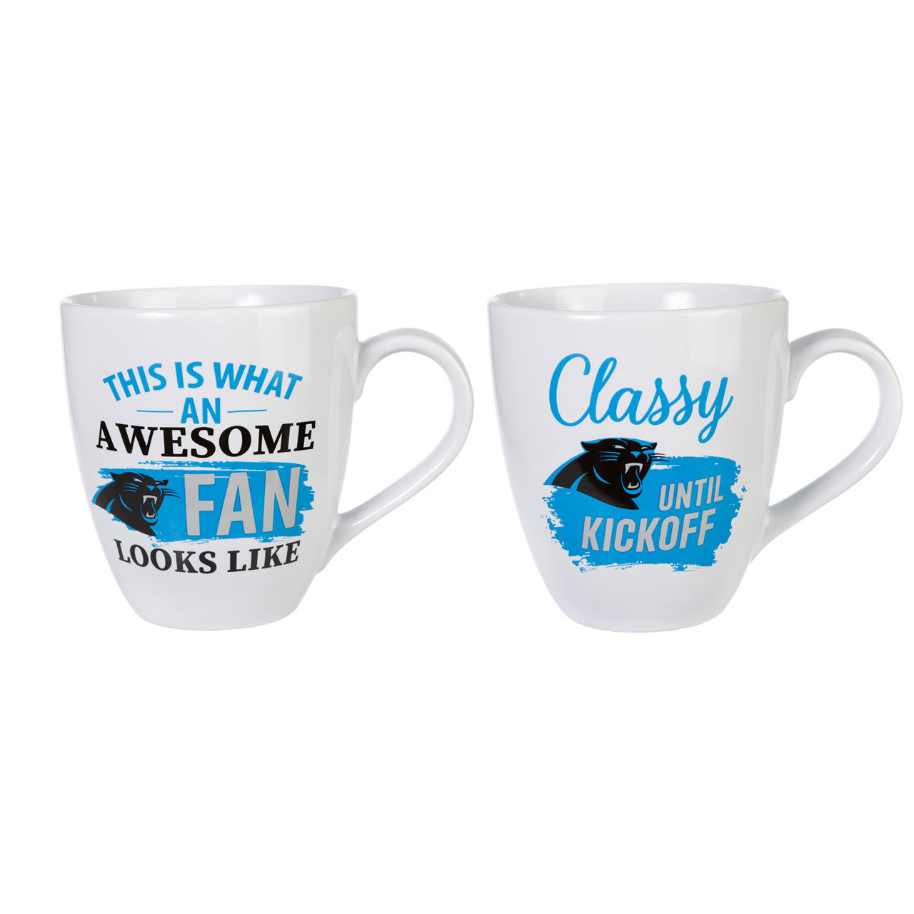 Carolina Panthers Coffee Mug 17oz Ceramic 2 Piece Set with Gift Box - Sports Collectibles, Sports Memorabilia, Sports Fan Shop, Sports Gifts