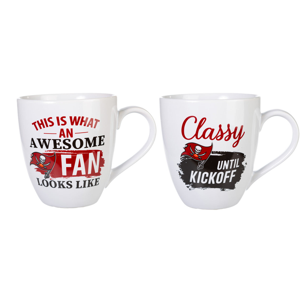 Tampa Bay Buccaneers Coffee Mug 17oz Ceramic 2 Piece Set with Gift Box - Sports Collectibles, Sports Memorabilia, Sports Fan Shop, Sports Gifts