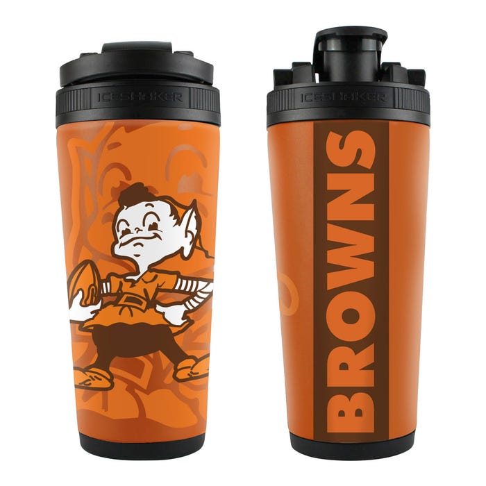 Cleveland Browns Brownie 26oz 4D Stainless Steel Ice Shaker - Sports Gifts, Sports Memorabilia, Sports Collectibles, Fan Shop