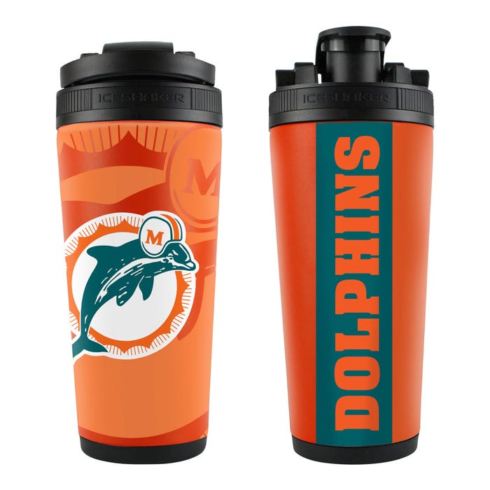 Miami Dolphins classic 26oz 4D Stainless Steel Ice Shaker - Sports Gifts, Sports Memorabilia, Sports Collectibles, Fan Shop