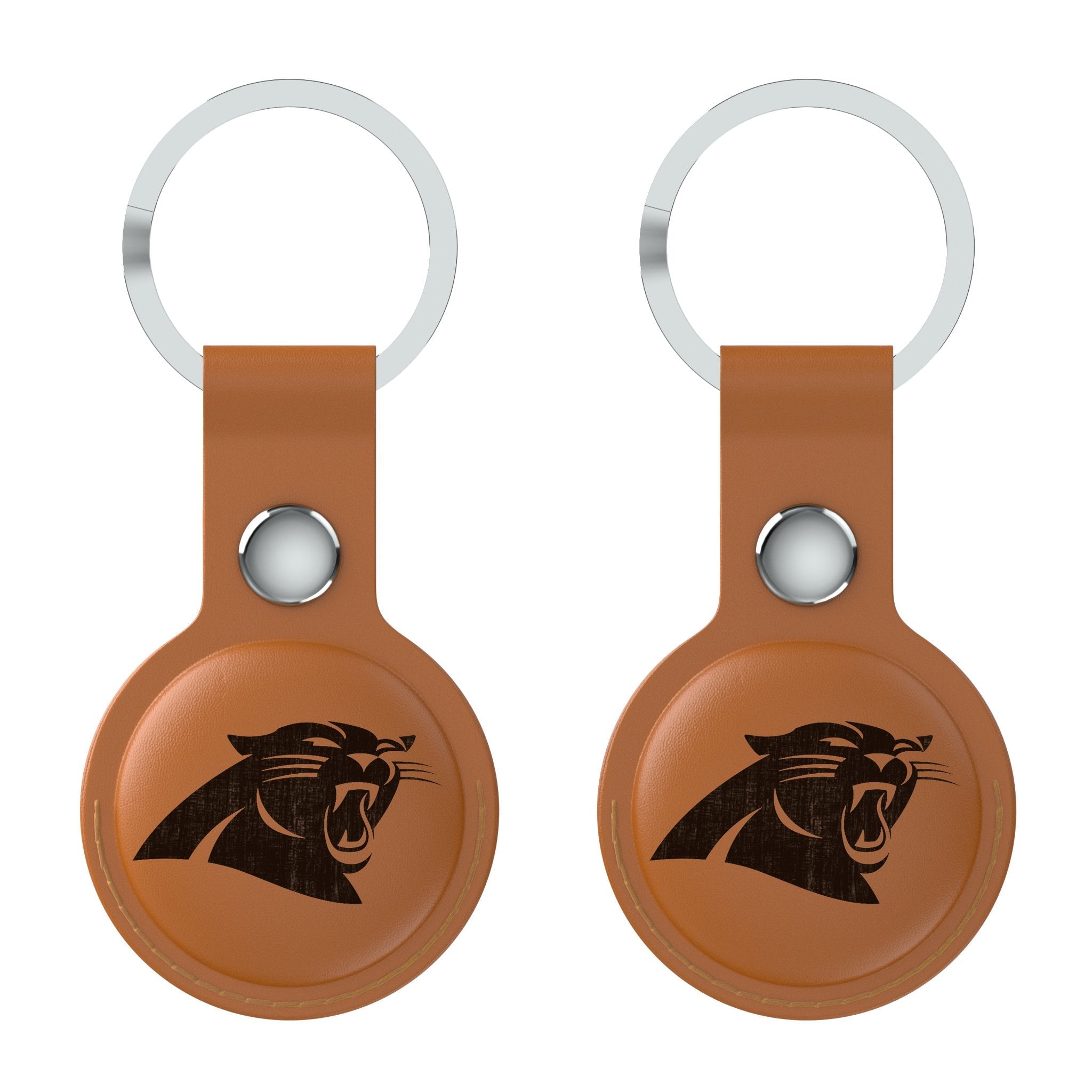 Carolina Panthers Burn Brown Airtag Holder 2-Pack - Sports Gifts, Sports Memorabilia, Sports Collectibles, Fan Shop